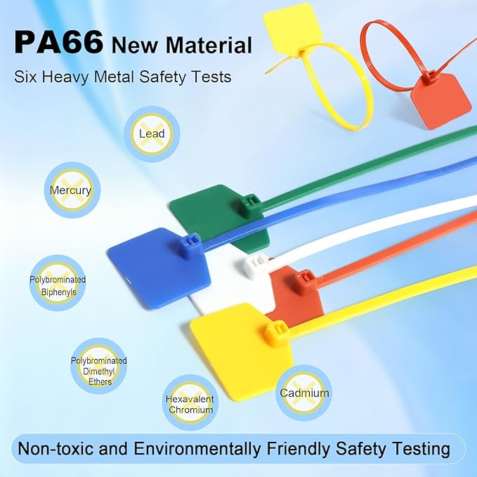 4 in Marker Nylon Cable Ties, Plastic Water Proof Tags, Self-Locking Written-on - Image 5