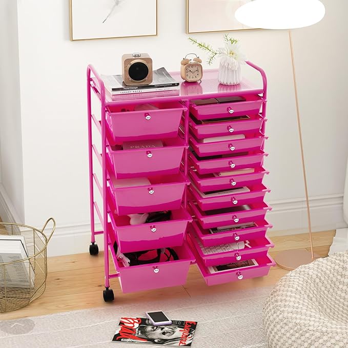 DORTALA 15-Drawer Rolling Storage Cart - Image 2