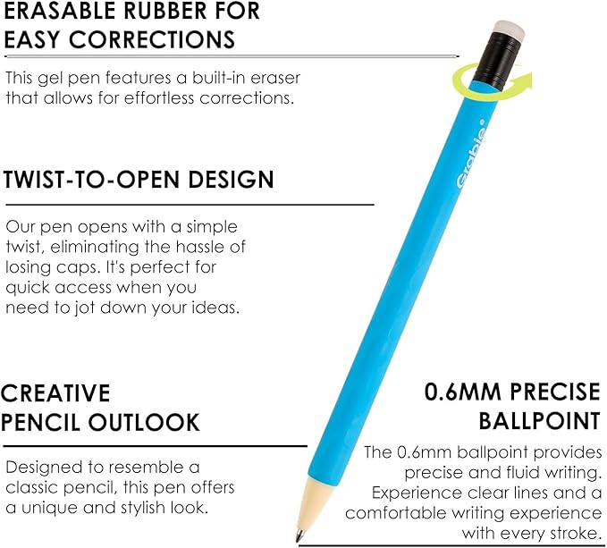Grabie Erasable Gel Pens, 9 Colors Erasable Pens Multicolor, Make Mistakes - Image 2