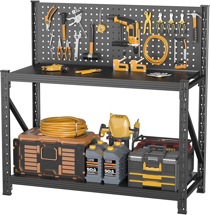Storage Shelves with Pegboard, Heavy Duty Garage Shelving Units and Storage by Unknown