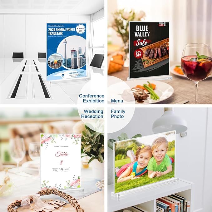 BlueValley Acrylic Sign Holder 5x7 Vertical – 12 Pack Double Sided Clear - Image 7