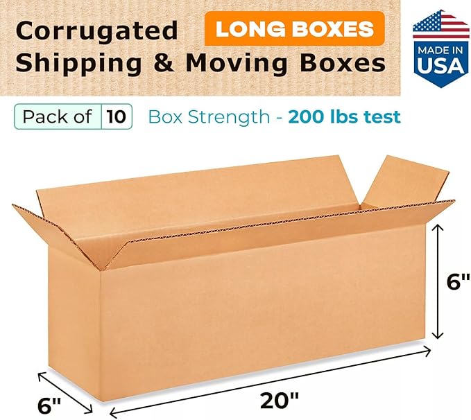 Long Shipping & Moving Boxes 20x6x6 inches - Image 2