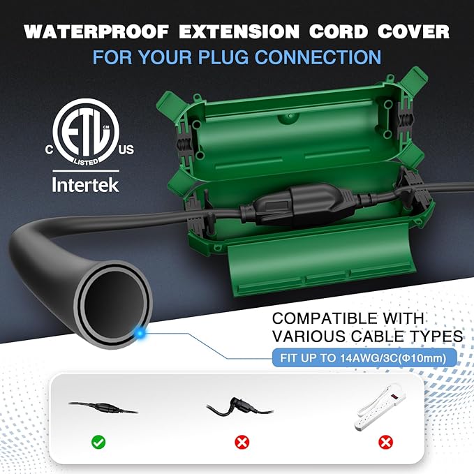 Flemoon Outdoor Extension Cord Safety Cover, IPX4 Waterproof Connection - Image 2