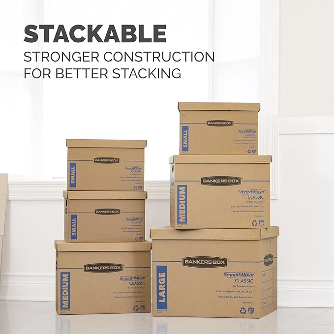 Bankers Box Small Classic Moving Box 15 Pack, Reinforced Handles, Tape-Free - Image 9