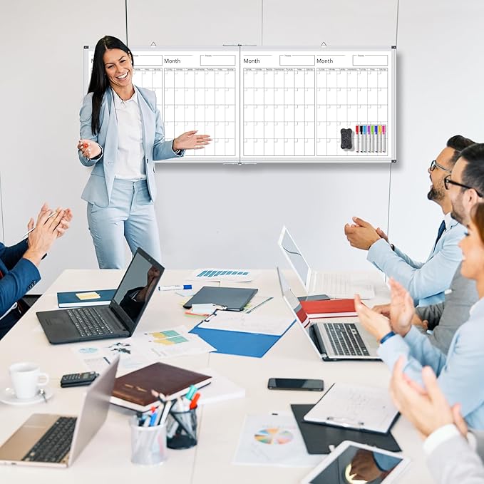Lincia 48" x 18" Magnetic Horizontal 4 Month Dry Erase Calendar - Image 6