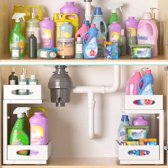 Beleeb Under Sink Organizer, 1 Pack 2 Tier Metal Slide Out Pull Out Cabinet - Image 5