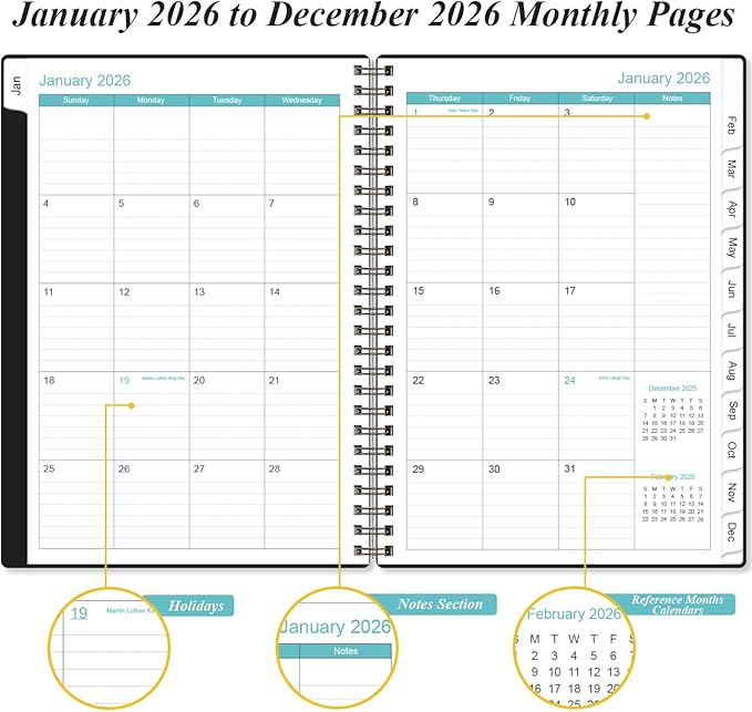 Planner 2026 - A5 Weekly & Monthly Planner Spiral Bound, January 2026 - - Image 4