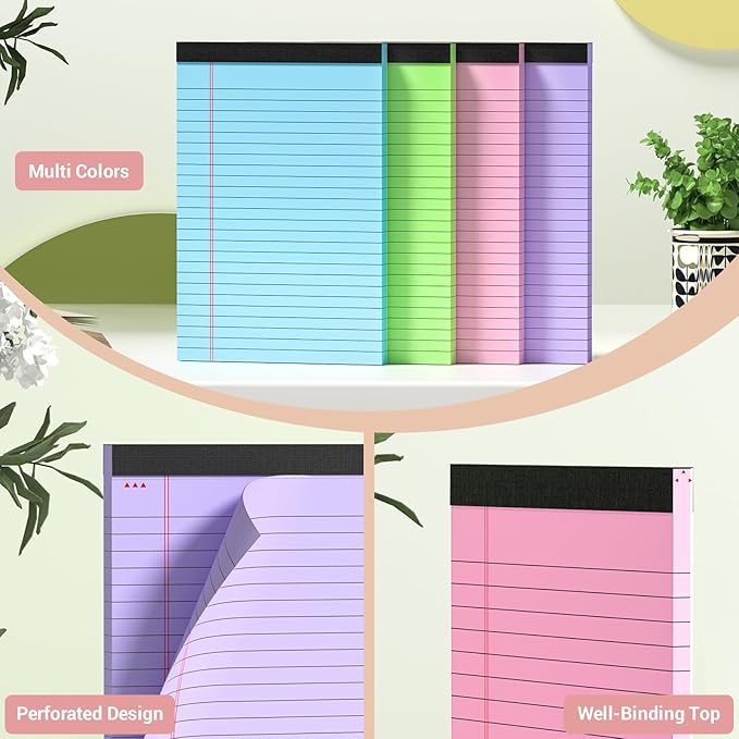 Legal Pads 5x8 Colored Note Pads, 12 Pack College Ruled Notepads 5x8 Lined Paper - Image 4