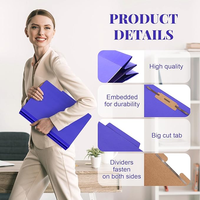 Skyygemm 12 Pcs Classification Folders Letter Size, 1 Divider Pressboard File - Image 3