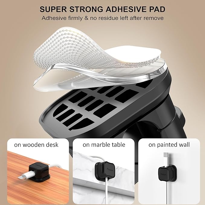 48 Pack Magnetic Cable Clip Organizer Cord Holder, Picozon Adhesive Cable - Image 6