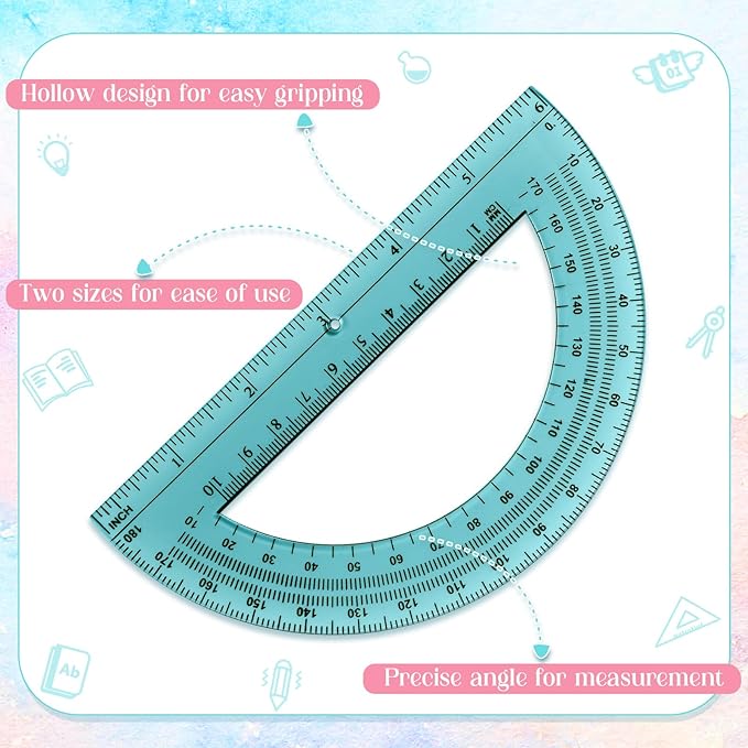 Sayglossy 36 Pcs of Colorful Plastic Protractors 180 Degrees 6 Inches - Image 3