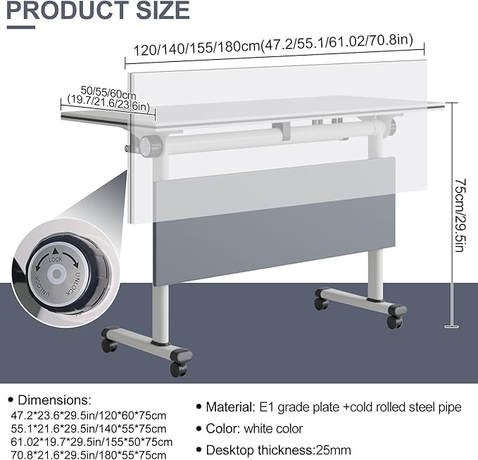czxhaery Conference Table, Folding Conference Table, Folding Office Conference - Image 2