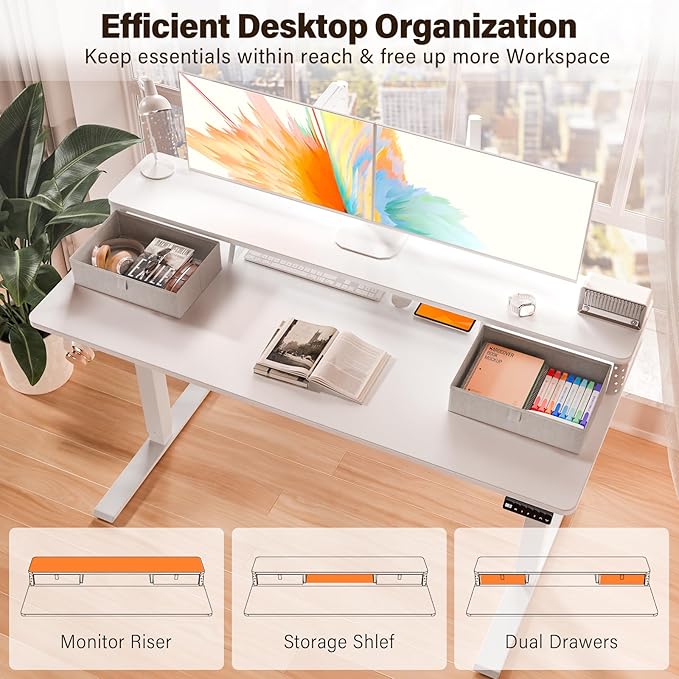 Kingant 48 x 24 Inch Electric Standing Desk - Image 5