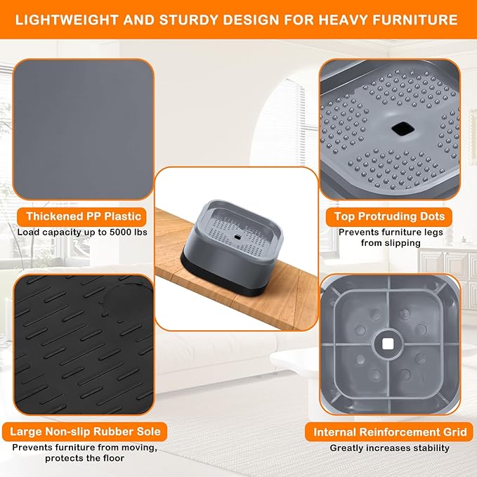 shouwuhho 32 Pack Furniture Risers Adjustable Bed Risers Heavy Duty Lifts - Image 5