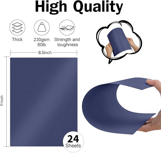 Navy Blue Shimmer Cardstock 8.5 x 11 Navy Blue Paper, Goefun 24 Sheets 80lb - Image 2