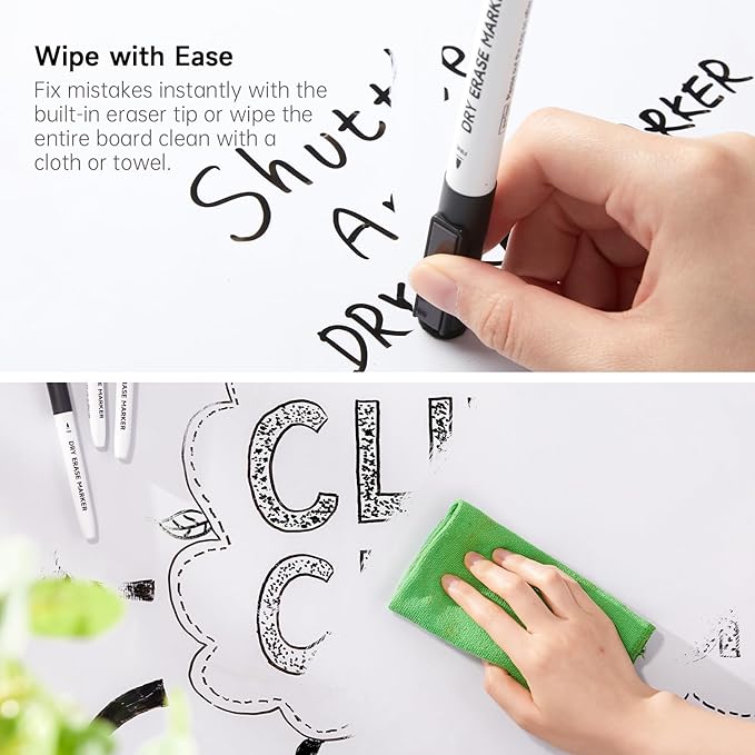 Shuttle Art Dry Erase Markers, 15 Pack Black Magnetic Whiteboard Markers - Image 5