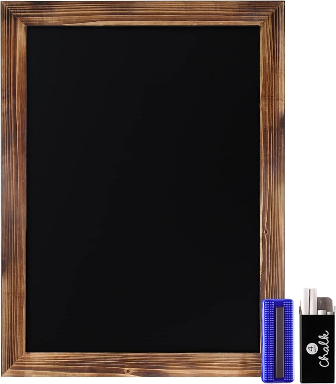 HBCY Creations 18" x 24" Torched Brown Solid Wood Frame Wall Chalkboard - Image 9