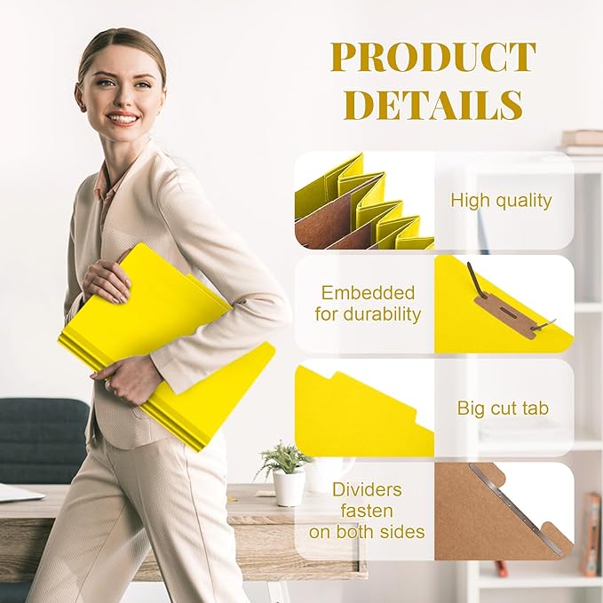 Skyygemm 12 Pcs Classification Folders Letter Size, 3 Divider Pressboard File - Image 3