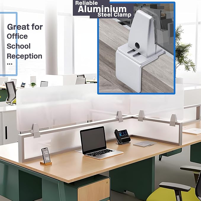 4 Packs Sneeze Guard Support, Aluminum Vertical Partition Board Clamp, Acrylic - Image 2