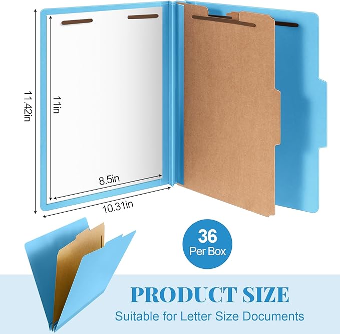 Skyygemm 36 Pcs Classification Folders Letter Size, 1 Divider Pressboard File - Image 2
