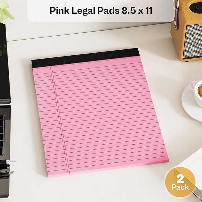 2 Pcs Legal Pads 8.5 x 11 Pink Note Pads 8.5 x 11 Notepad 8.5 x 11 Micro - Image 5