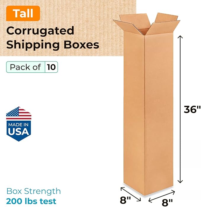 Tall Moving & Shipping Boxes 8x8x36 inches - Image 2