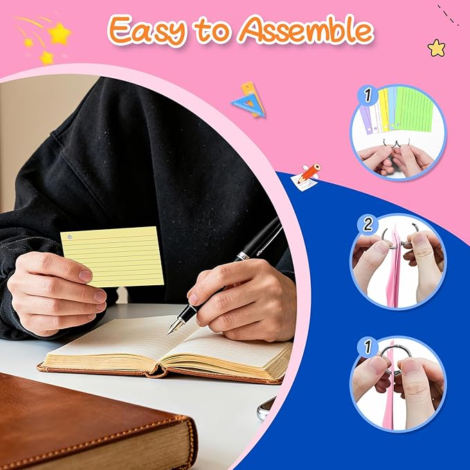 250 Count Colored Index Cards 3 x 5 Inch, Lined Flash Cards - Image 6