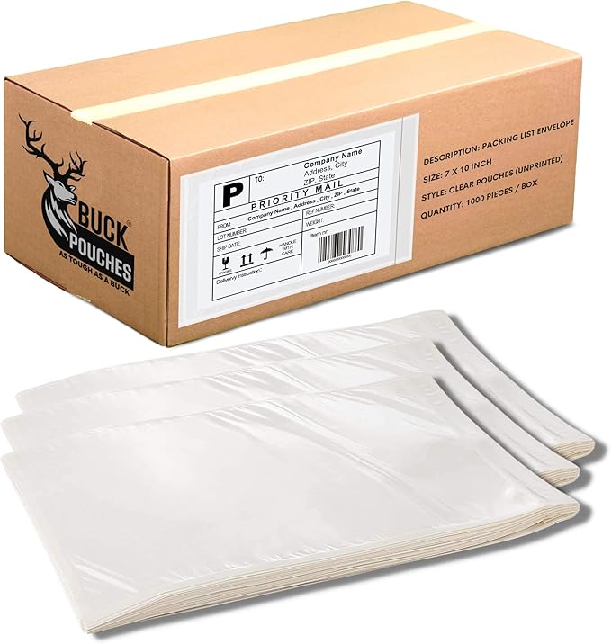 500 Pack 7"x10" Shipping Label Sleeves – Clear Self-Adhesive Packing Slip by BuckUSA