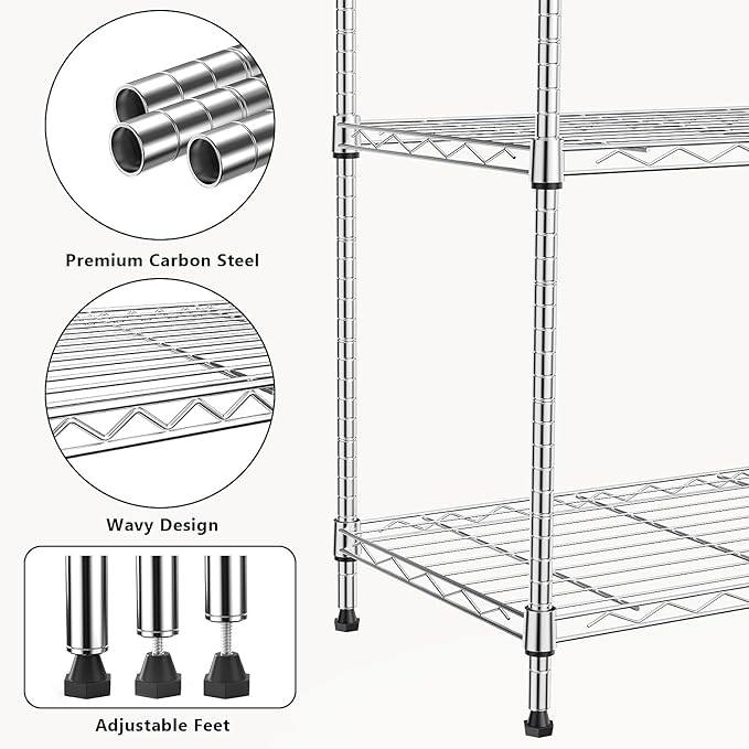 M MZG 1000 lbs 4Tier Shelf Metal Storage Shelves Wire Rack Closet Organizers - Image 5