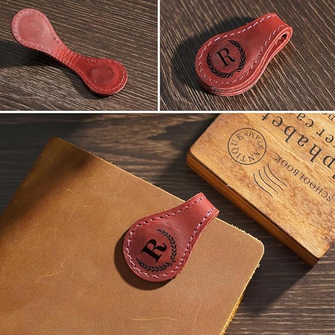 Personalized Magnetic Leather Bookmark, 26 Letters Custom Bookmarks, Handmade - Image 5