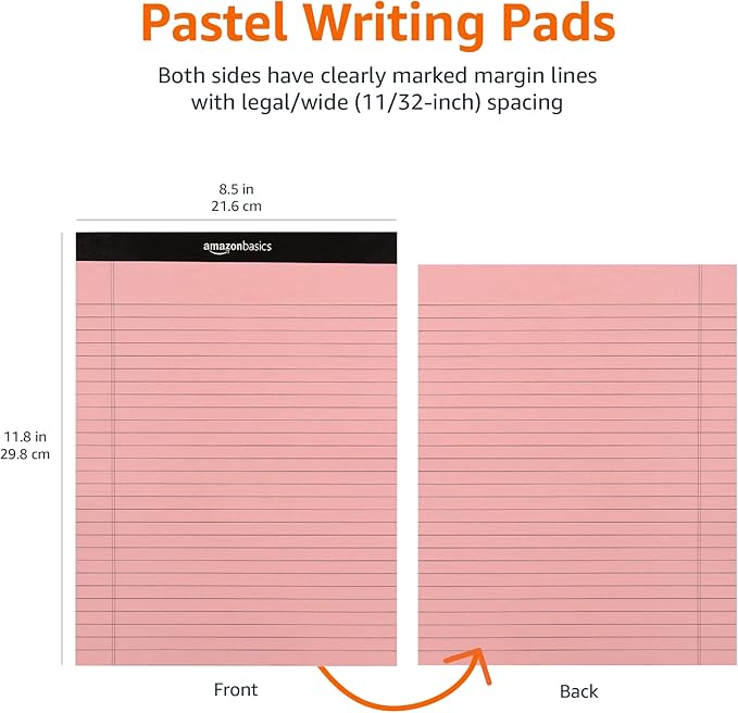 Amazon Basics Wide Ruled 8.5 x 11.75-Inch 50 Sheet Perforated Lined Writing - Image 6
