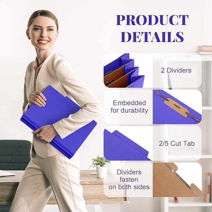 Skyygemm 48 Pcs Classification Folders Letter Size, 2 Divider Pressboard File - Image 3