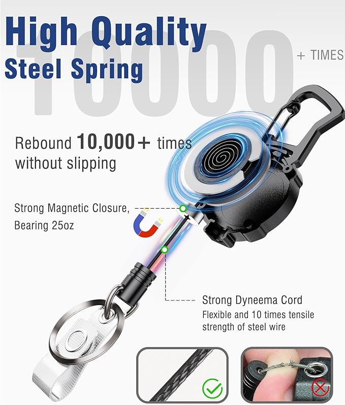 Autonomier 1Pack Heavy Duty Retractable Keychain, Unbreakable Embedded Body - Image 3