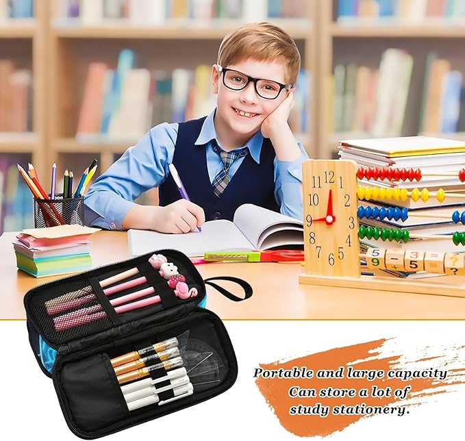 BOENLE Custom Joystick Gamepad Blue Flame Pencil Case Box Boys Girls - Image 7