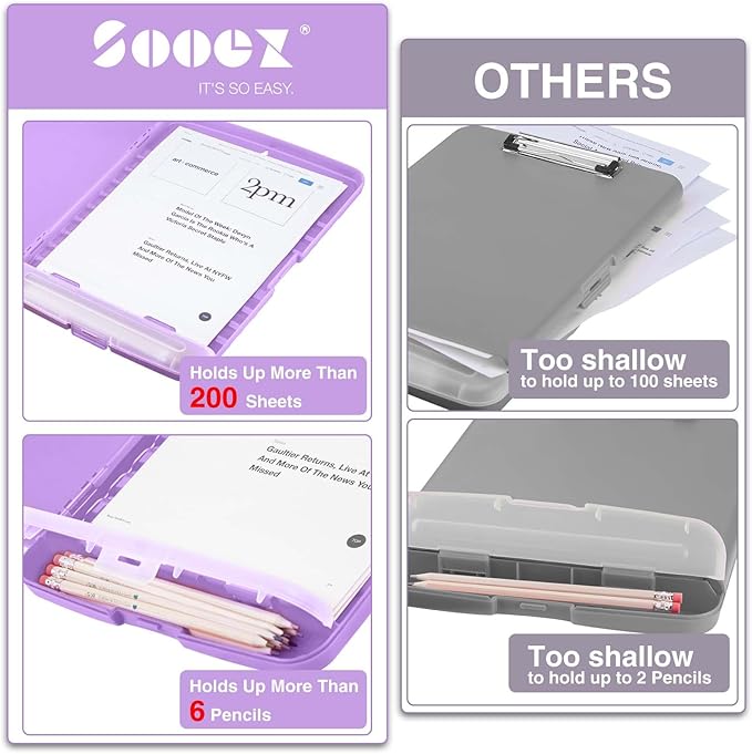 Sooez Clipboard with Storage, High Capacity Nursing Clip Board 8.5 x 11 with - Image 3
