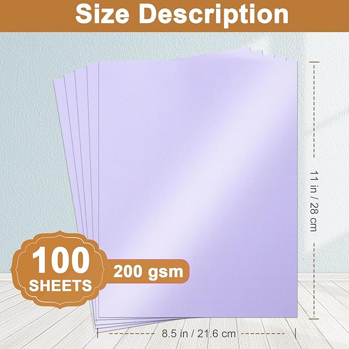 Silunkia 100 Sheets Purple Shimmer Cardstock 8.5 x 11 Cutting Paper, 75lb - Image 2