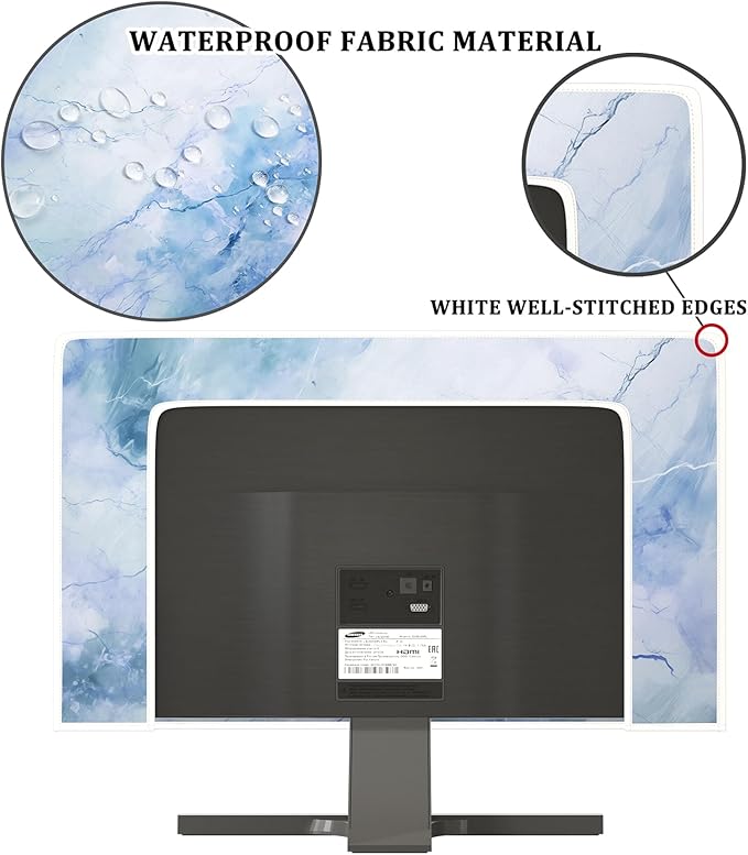 Baocicco Fashion Haze Blue Marble Screen TV Cover Cover 65 Inch Waterproof Full - Image 3