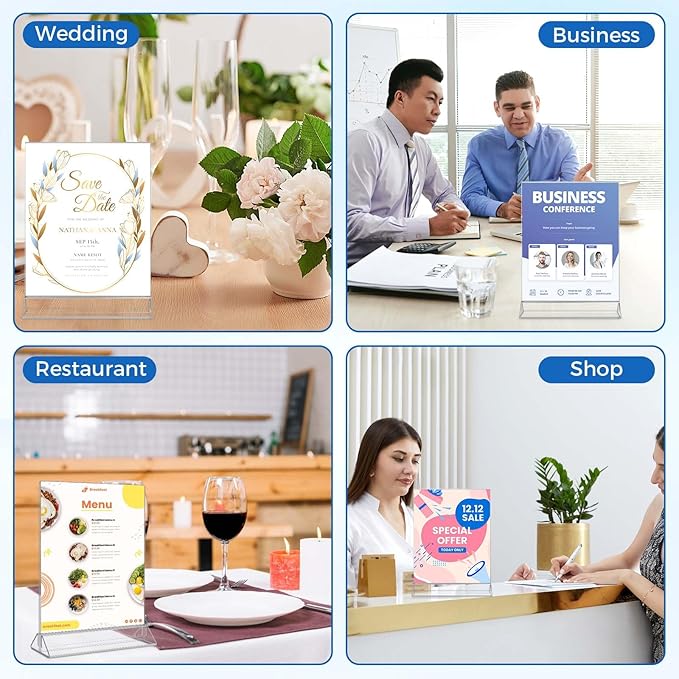 Smarpau Acrylic Sign Holder 8.5x11, 8 Pack Double-Sided Picture Frames Display - Image 6