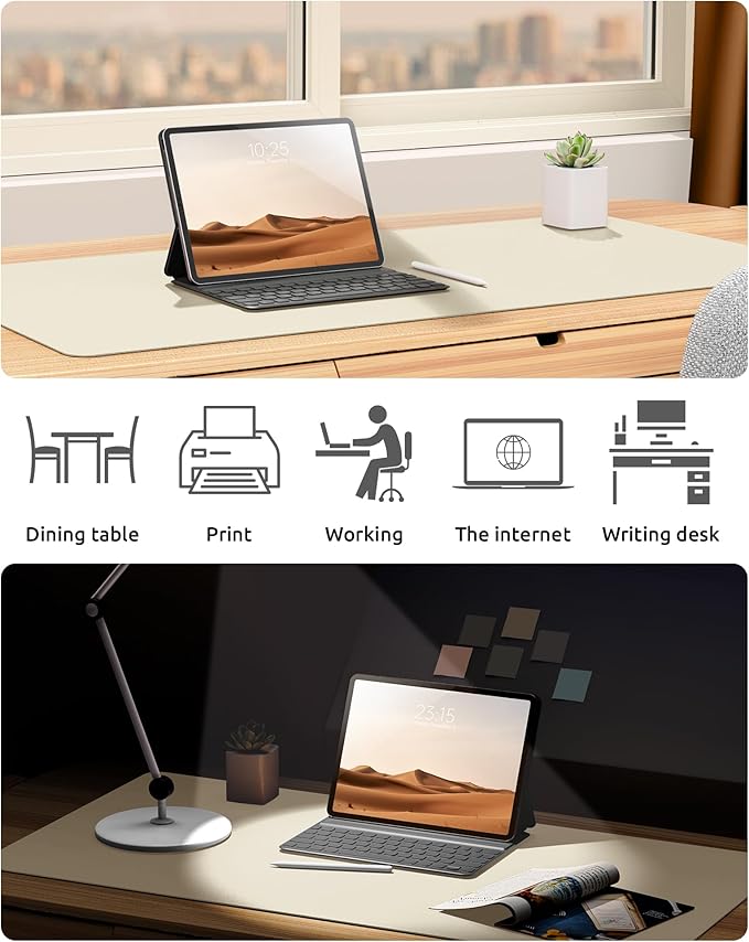 YSAGi Leather Desk Protector, Office Mat, Large Mouse Mat, Non-Slip PU Leather - Image 6