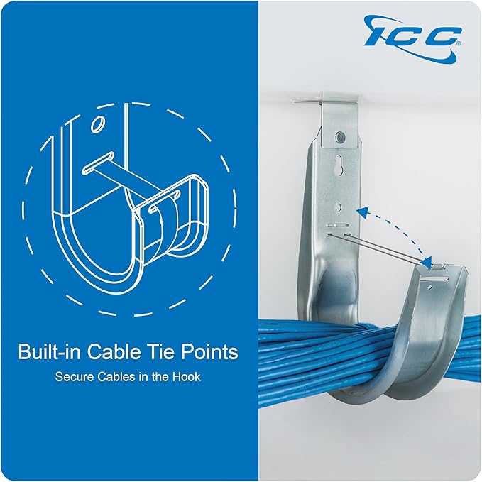 ICC Ceiling Mount J Hook 1 5/16” Without Retainer Clip – Galvanized Steel Cable - Image 4