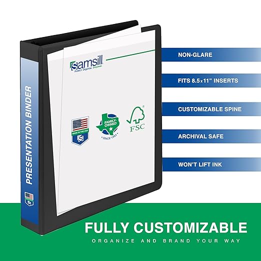 Samsill 1 Inch 3 Ring Binder, Made in USA, Economy Round Ring, 200 Sheet - Image 2