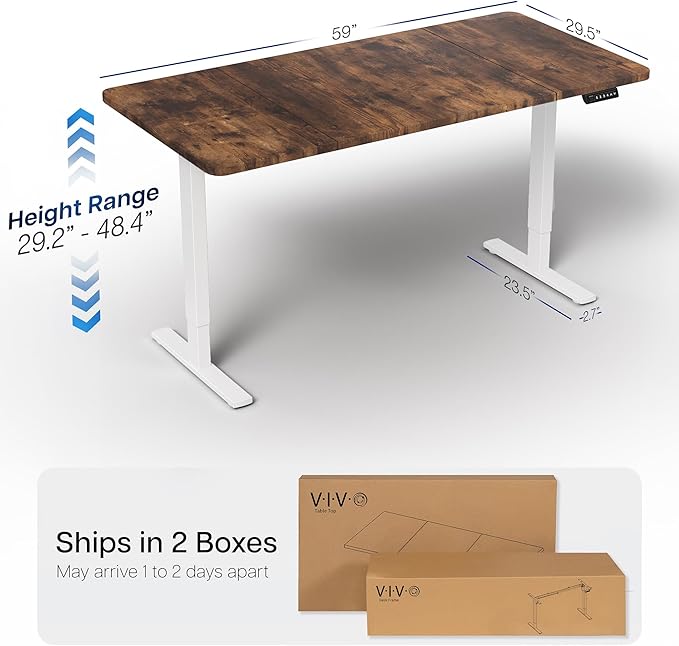 VIVO Electric 60 x 30 in Rustic Standing Desk, Memory Height Adjustment - Image 3