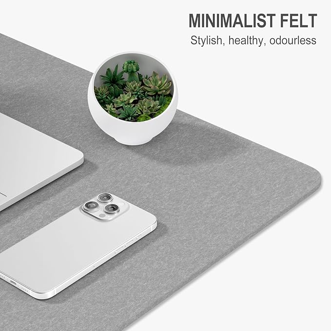 Auhoahsil Felt Desk Mat, Minimalist Large Mouse Pad XXL 35.5 x 15.7 in - Image 3
