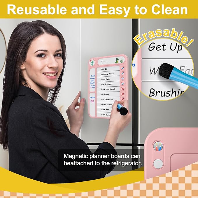 Magnetic Chore Chart for Kids, ADHD Task Tracker Easy-Check Routine Dry Erase - Image 6