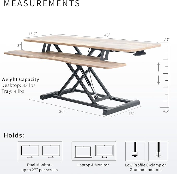 VIVO 48 inch Desk Converter, K Series, Height Adjustable Sit to Stand Riser - Image 3