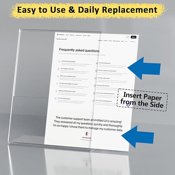 Argvey 4 Pack Acrylic Sign Holder 8.5x11, Desktop Papers Menus Frame Flyer - Image 2