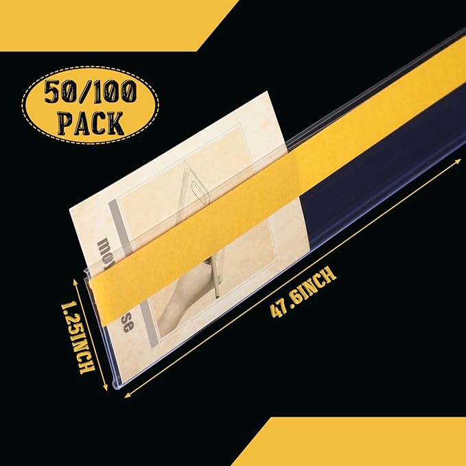 Fainne 100 Pcs 1.25 Inch Shelf Label Strip Holders Plastic Wire Shelf Price Tag - Image 2