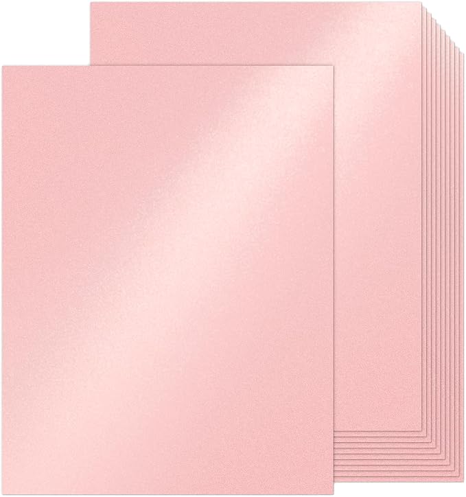 100 Sheets Pink Shimmer Cardstock 8.5 x 11 Iridescent Paper, Goefun 80lb Card by Goefun