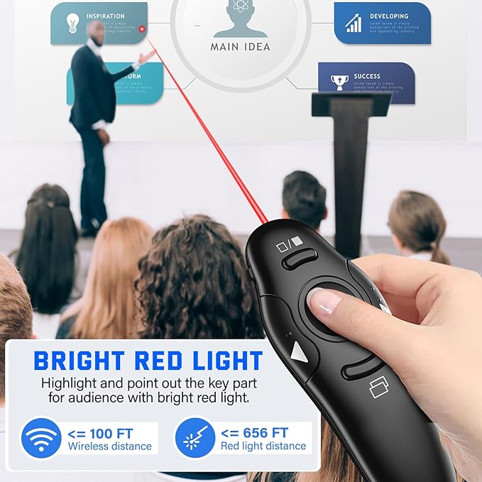 2-in-1 USB Type C Presentation Clicker Wireless Presenter Remote Clicker - Image 5
