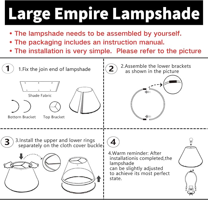 GO&SO 2pcs Pure White Large Lamp Shades, Empire Lamp Shade 6.5" Top x 16.3" - Image 7